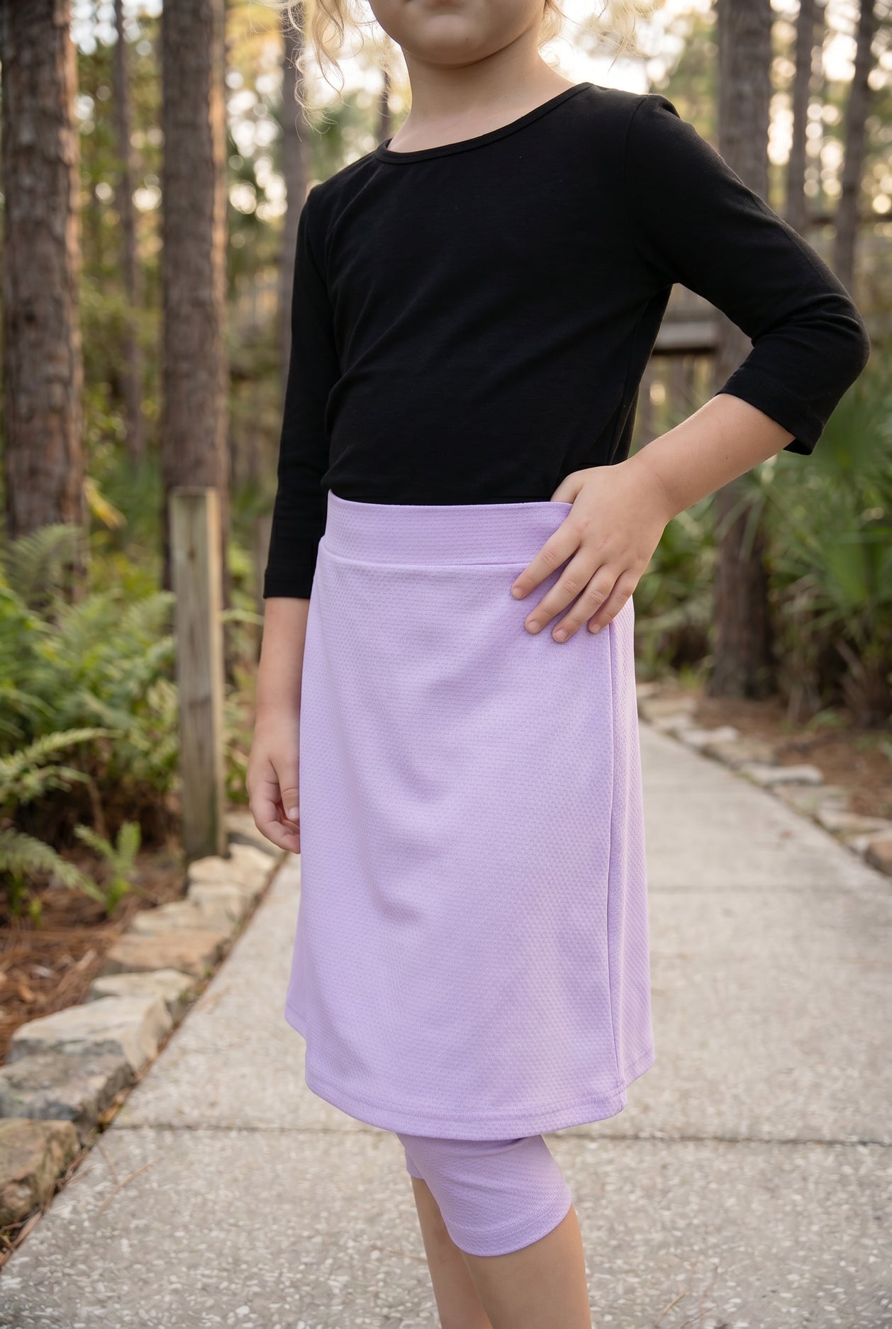 Girls' Modest All-Sport Skirt in Lavender, detail (view 5)