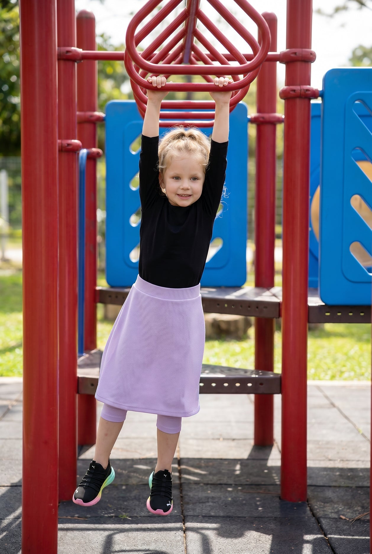 Girls' Modest All-Sport Skirt in Lavender, styled (view 6)