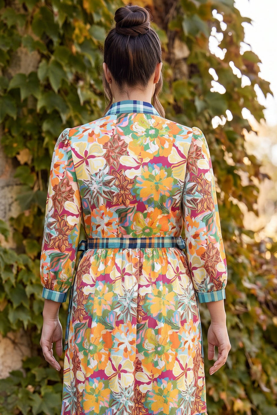 Model wearing Nuggles® Leila Dress in Marigold