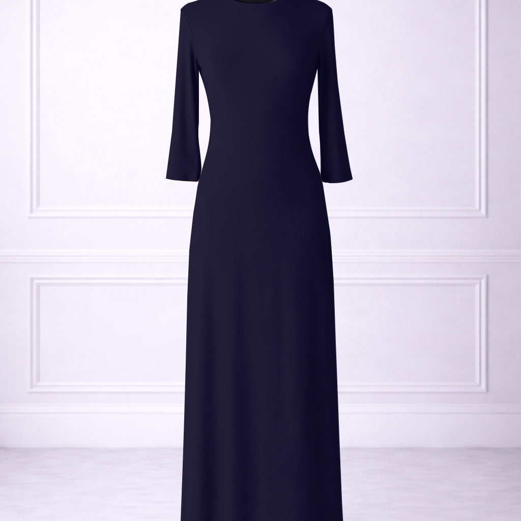 Front view of Nuggles® original maxi layering dress in Dark Blue