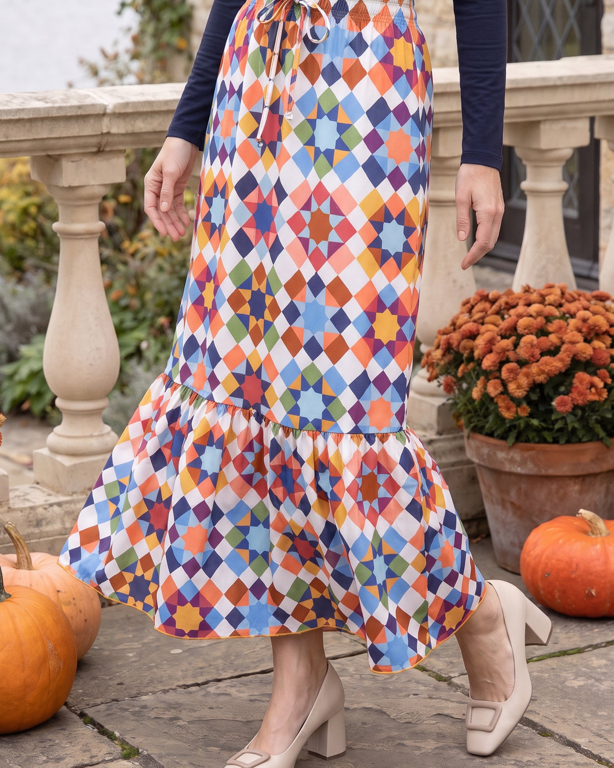 Model wearing Nuggles® Sage Skirt in Morning Star
