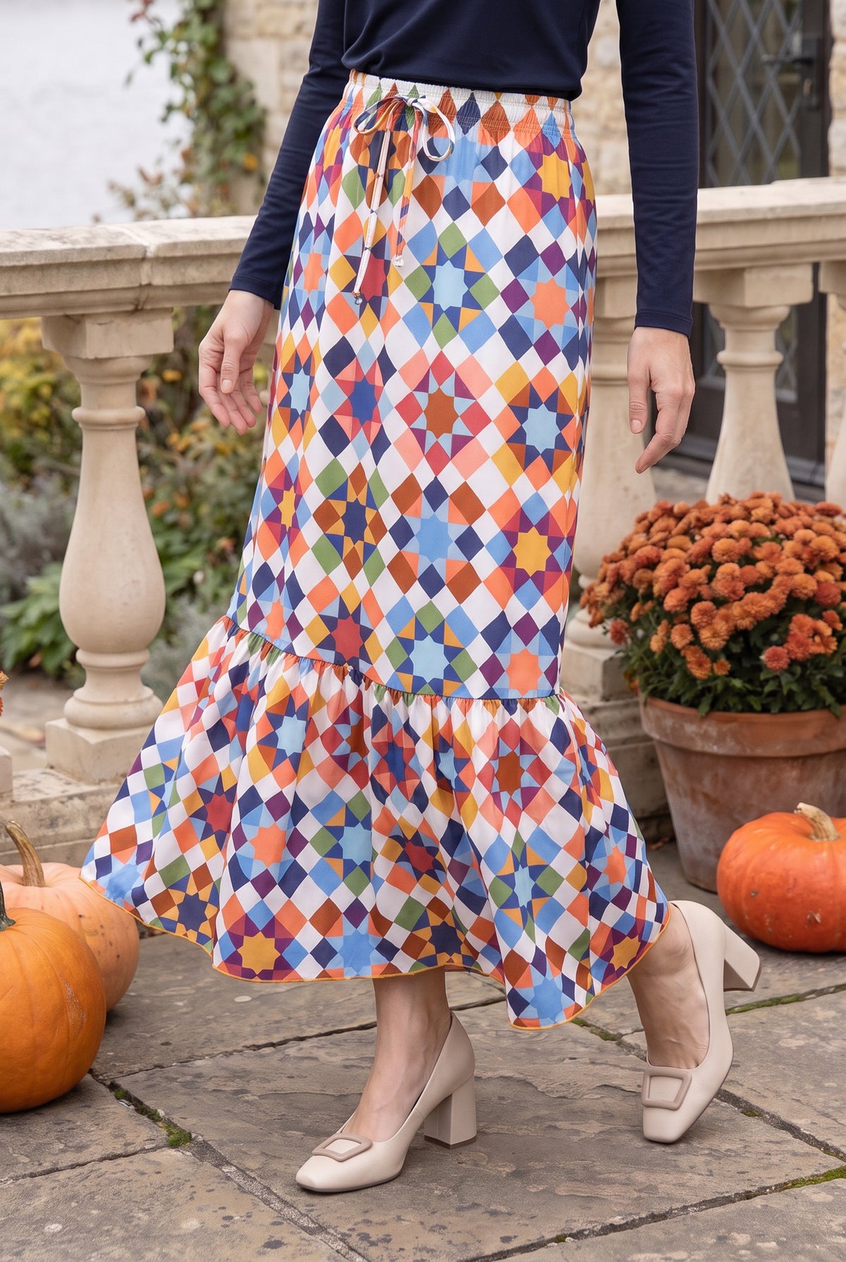 Model wearing Nuggles® Sage Skirt in Morning Star