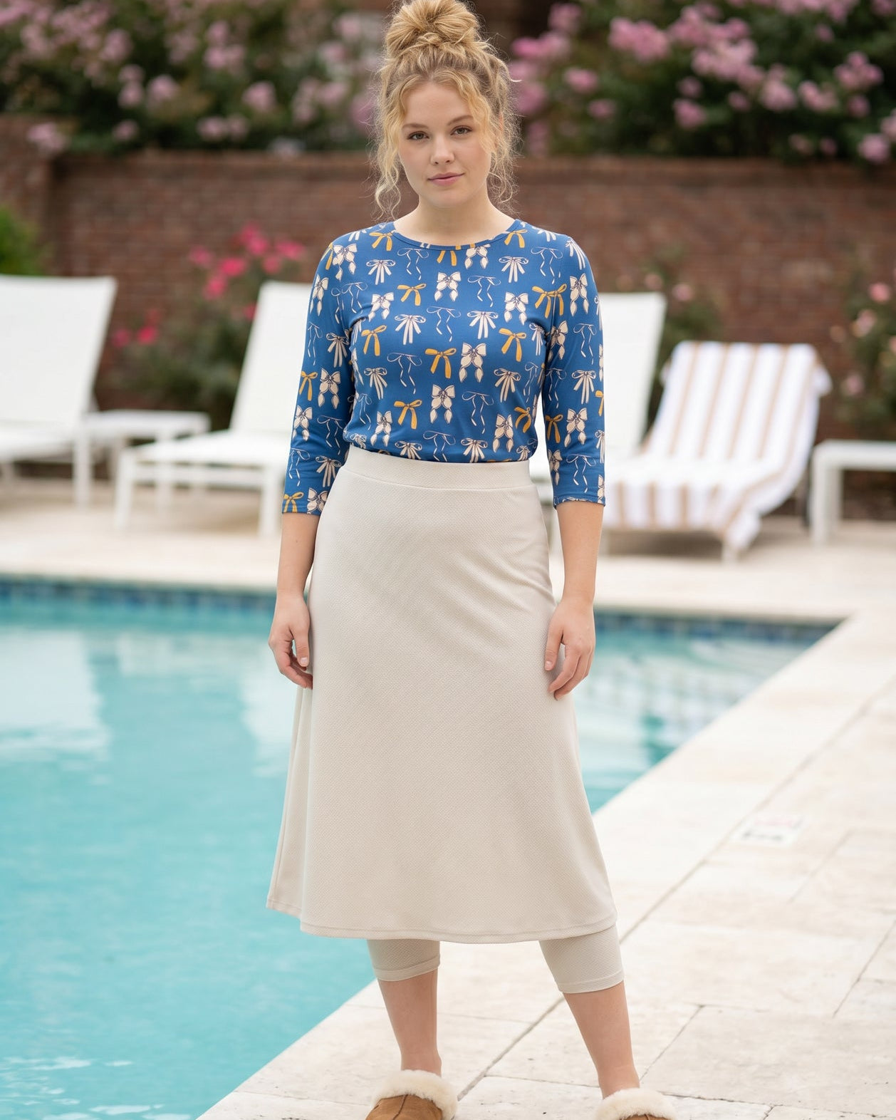 Modest 31" All-Sport Skirt in Nude, styled (view 6)