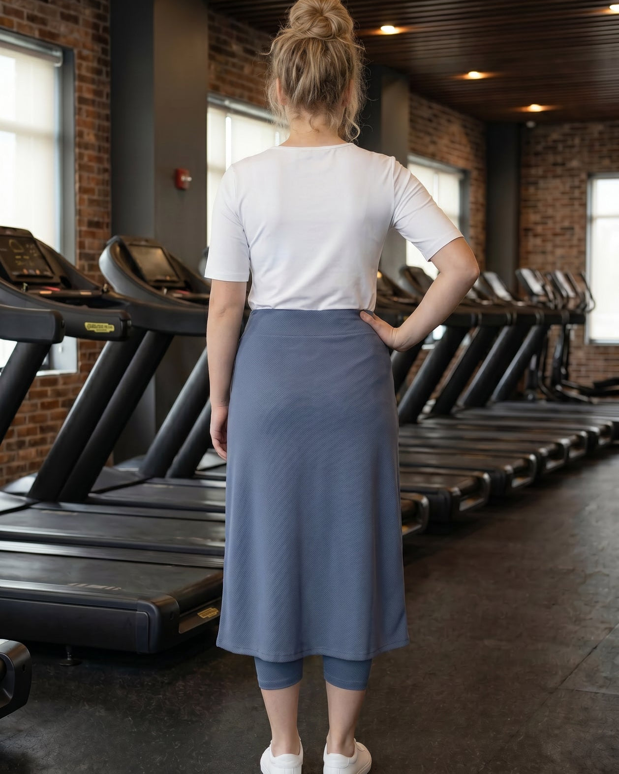 Modest 31" All-Sport Skirt in Periwinkle Blue, back view (view 3)