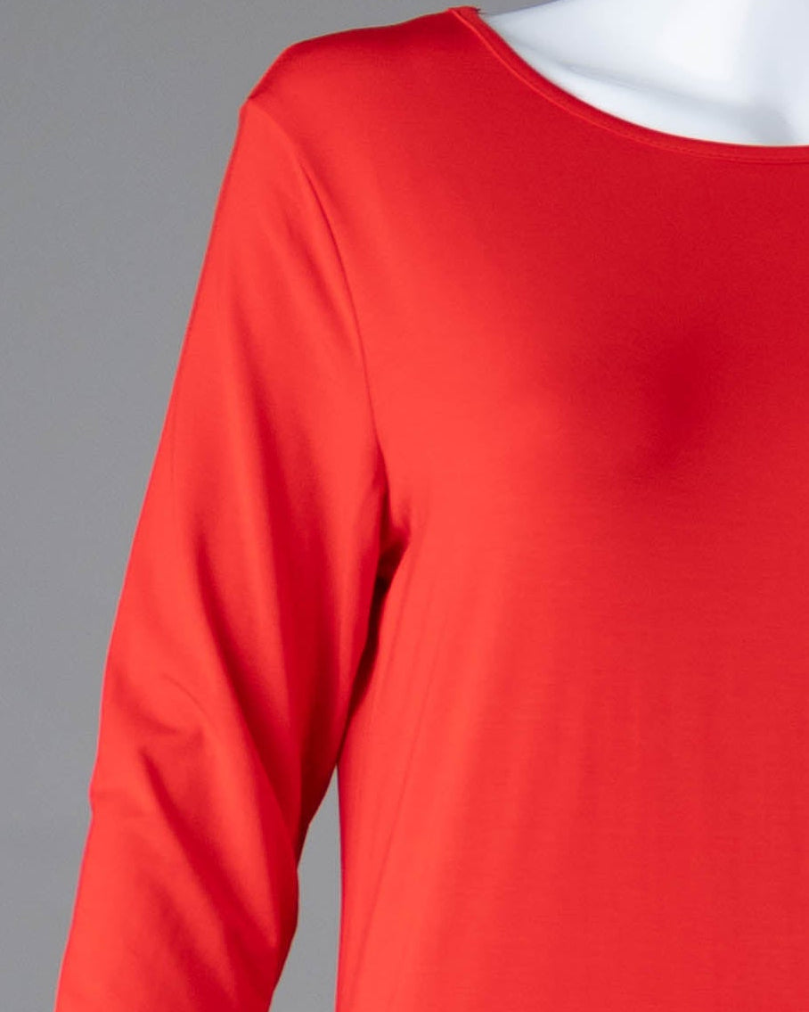 Model wearing Nuggles® Midi Layering Dress in Red