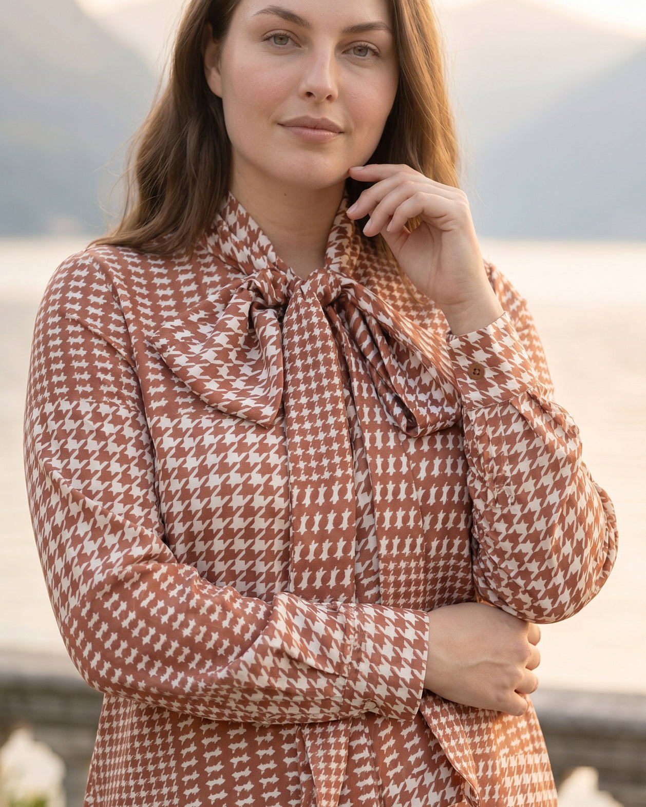 Nuggles® Felicity Bow Top in Red Tailored sophisticated red womens blouse