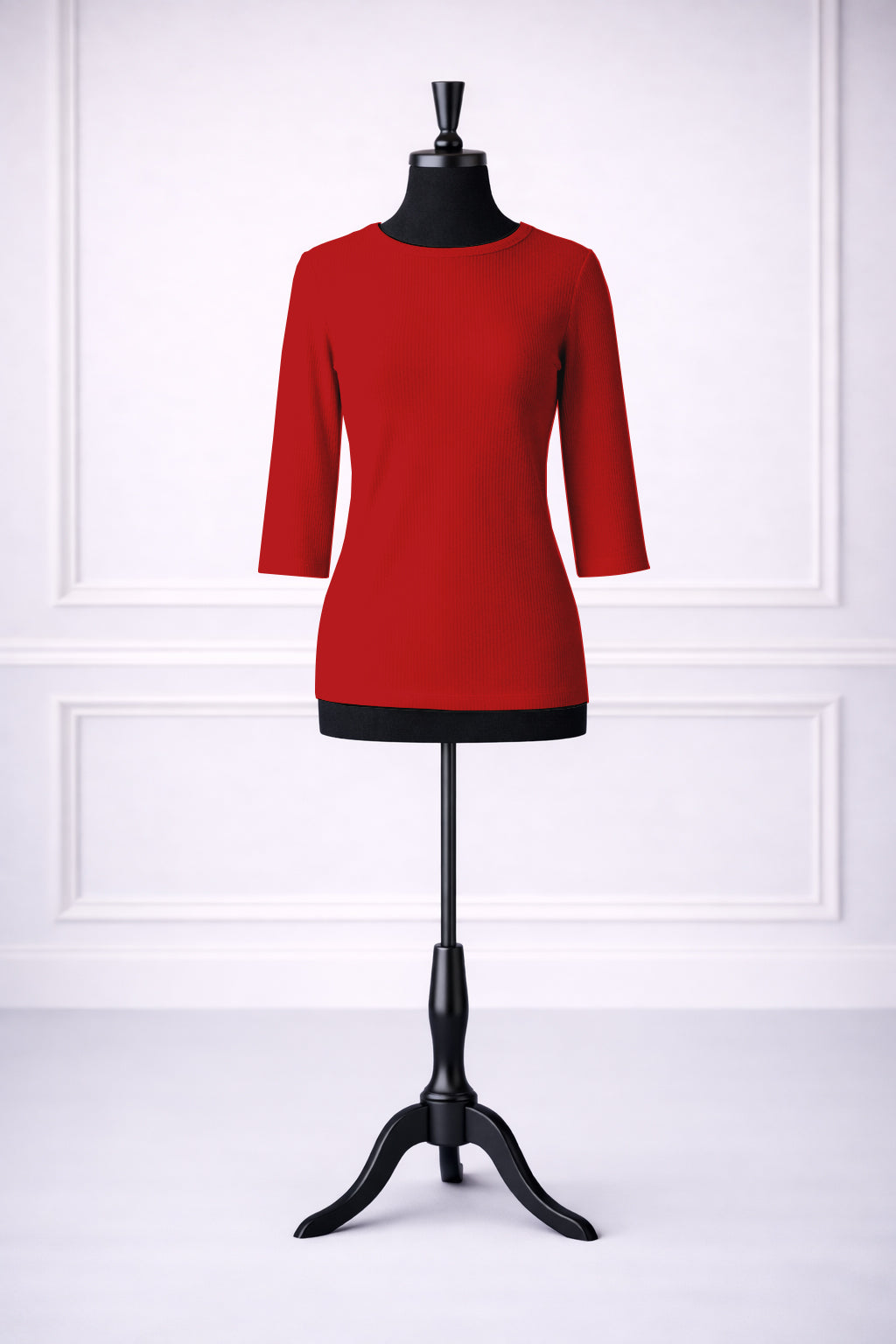 Stock photo of our Nuggles® Ribbed 3/4 Tee in Red