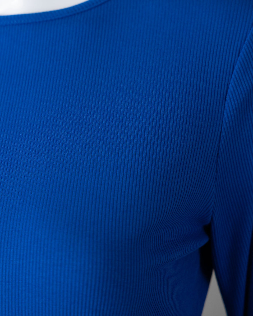 Model wearing Nuggles® 3/4 Essential Ribbed Tee in Royal Blue