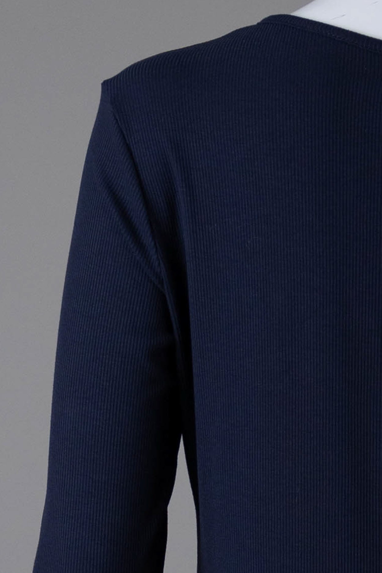 Model wearing Nuggles® 3/4 Essential Ribbed Tee in Navy