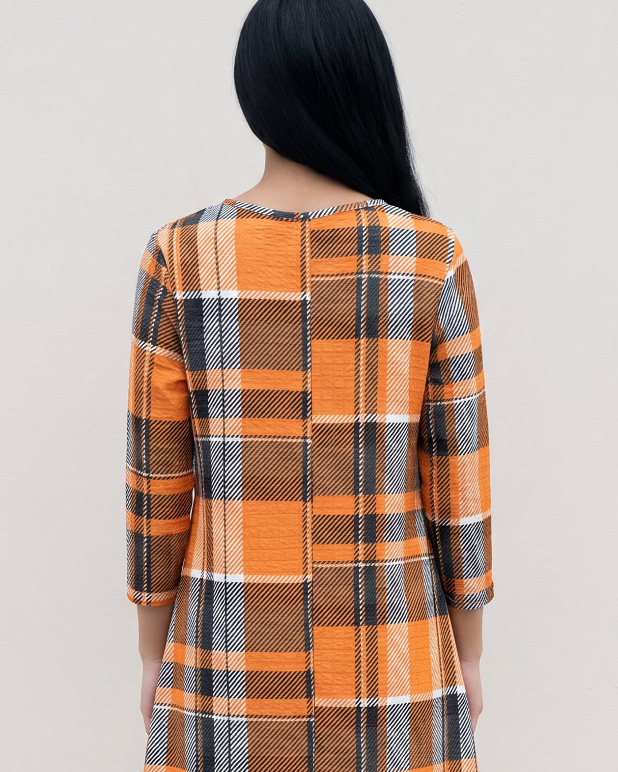 Rusty Roo Eleanor Top, Nuggles modest everyday top with 3/4 sleeves in warm rusty patterned fabric