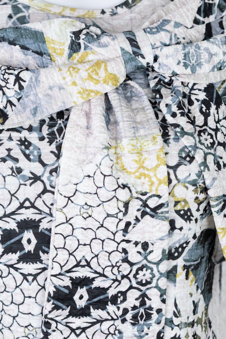 Nuggles Eleanor Top in Sketchbook, flattering A-line modest top in creative white sketchbook print