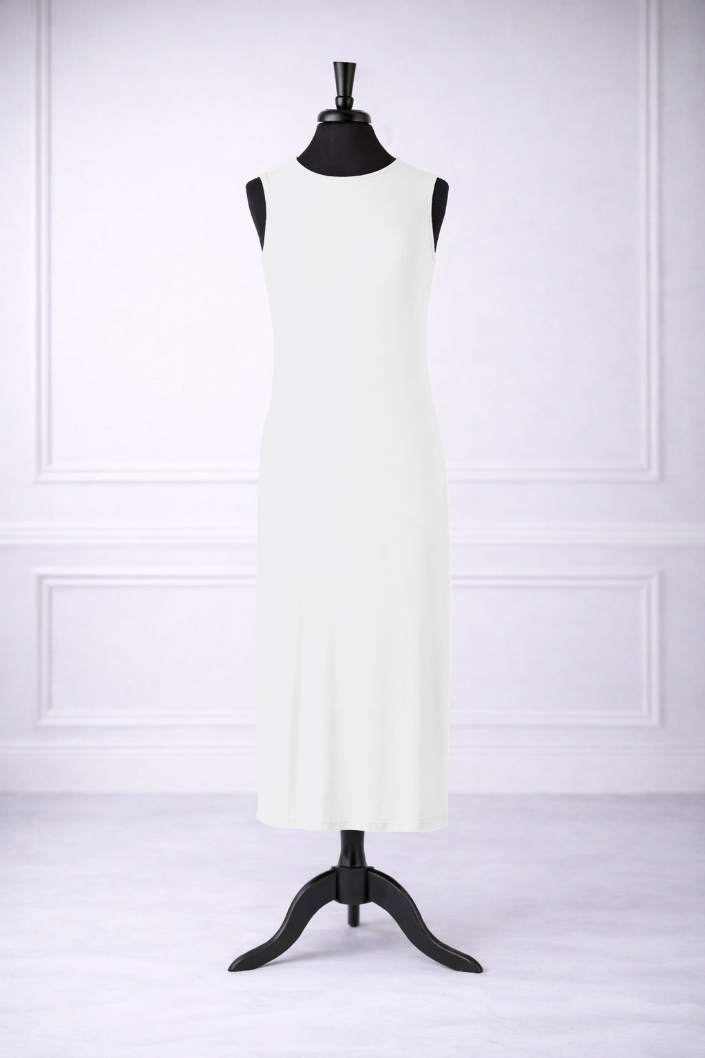 Stock photo of our Nuggles® Tank Midi Layering Dress in White