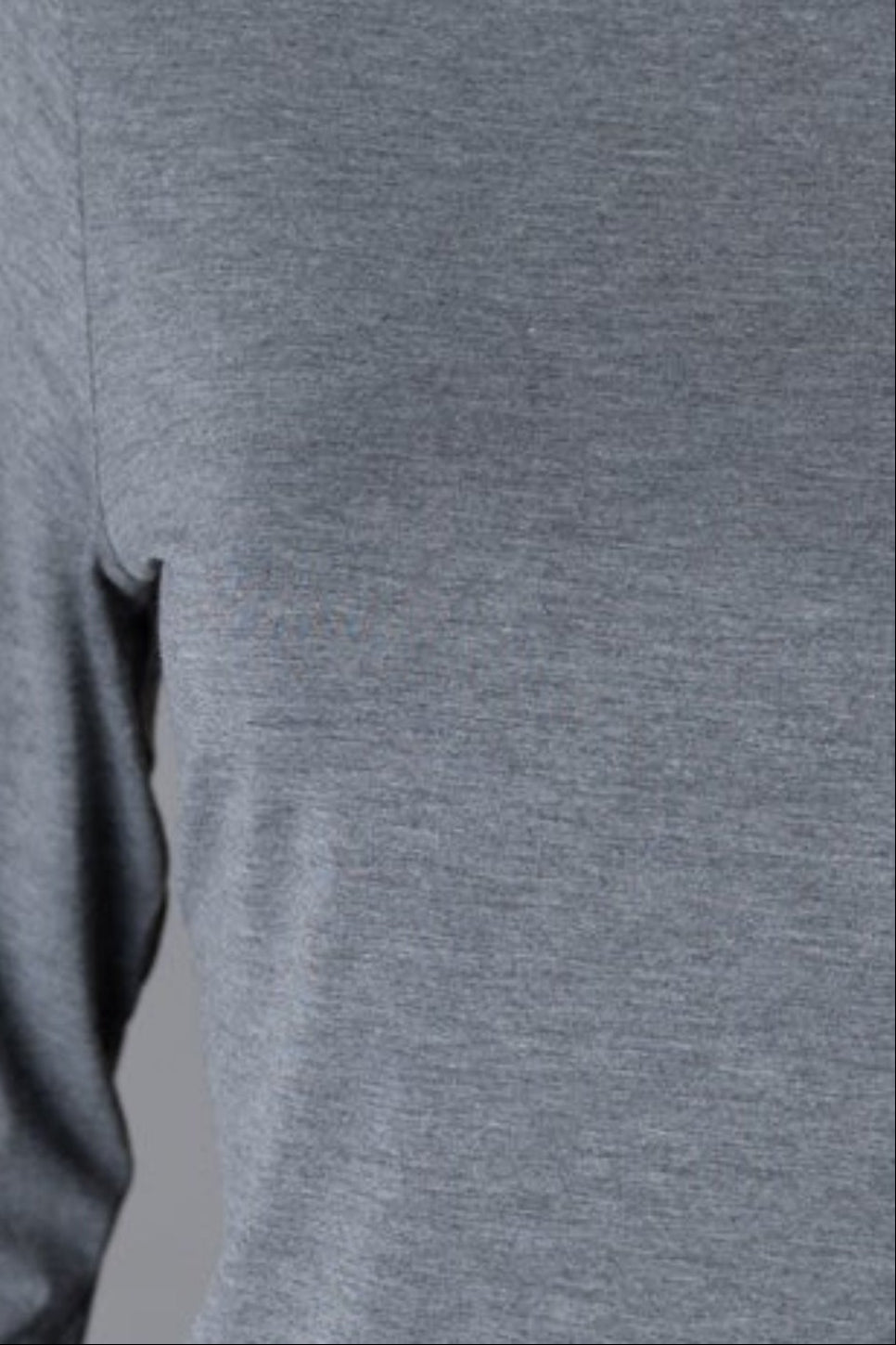 Model wearing Nuggles® 3/4 Essential Tee in Dark Heather