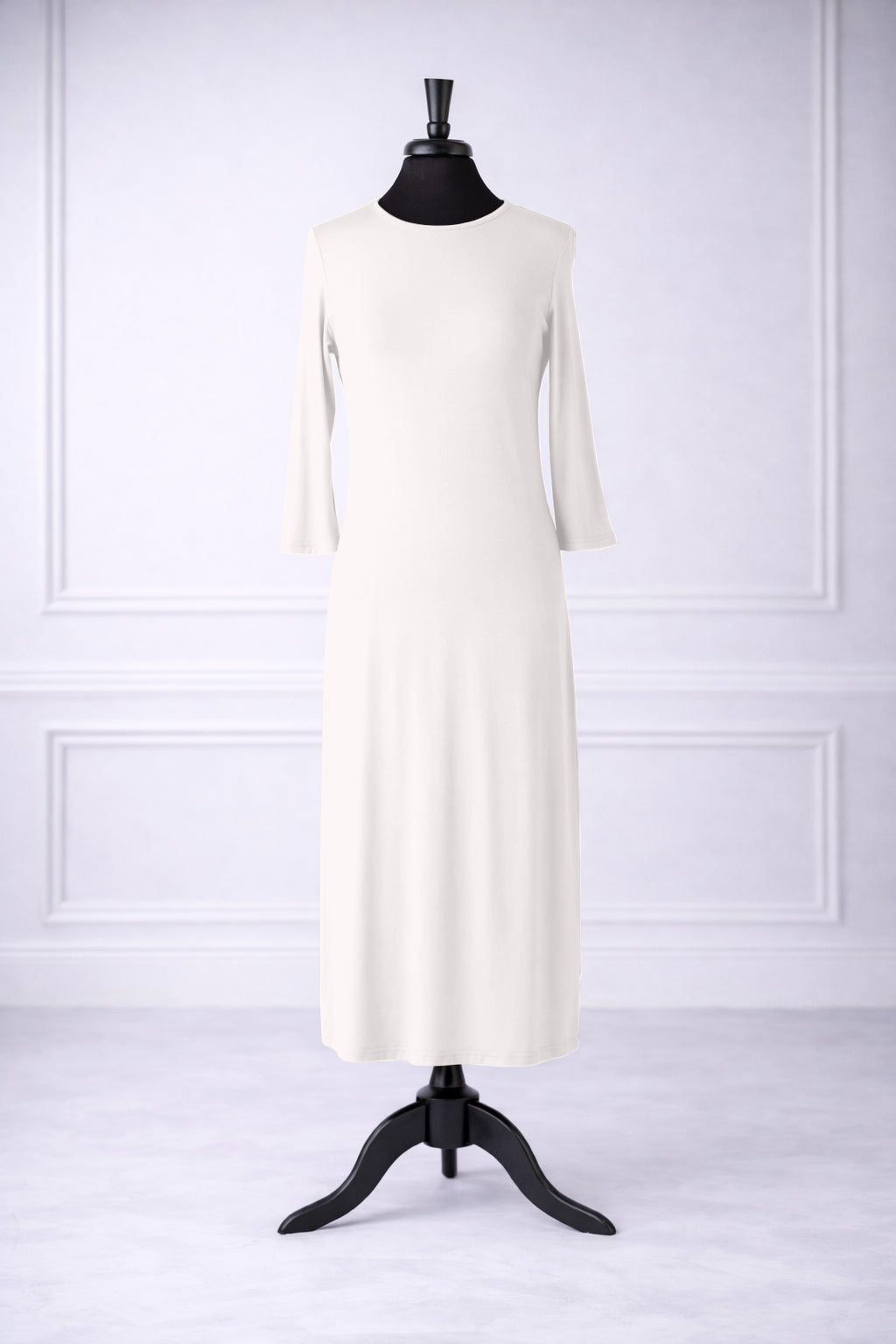 Front view of Nuggles® Original Midi Layering Dress in White