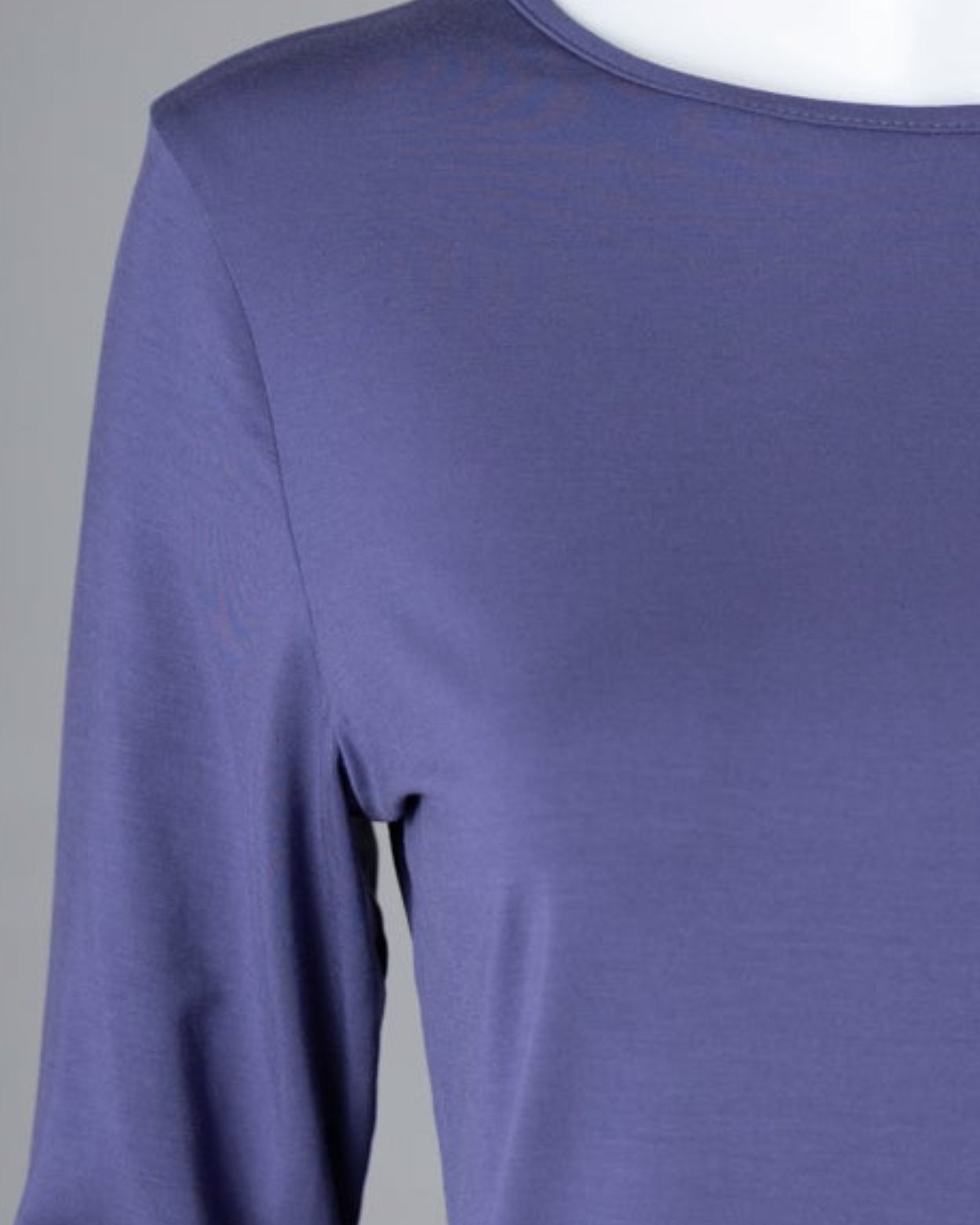 Model wearing Nuggles® 3/4 Essential Tee in Periwinkle Purple