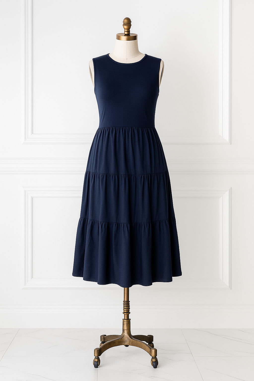 The Hannah Layering Dress is a versatile sleeveless layering dress that can be worn for everyday casual looks or for dressy elegance. 