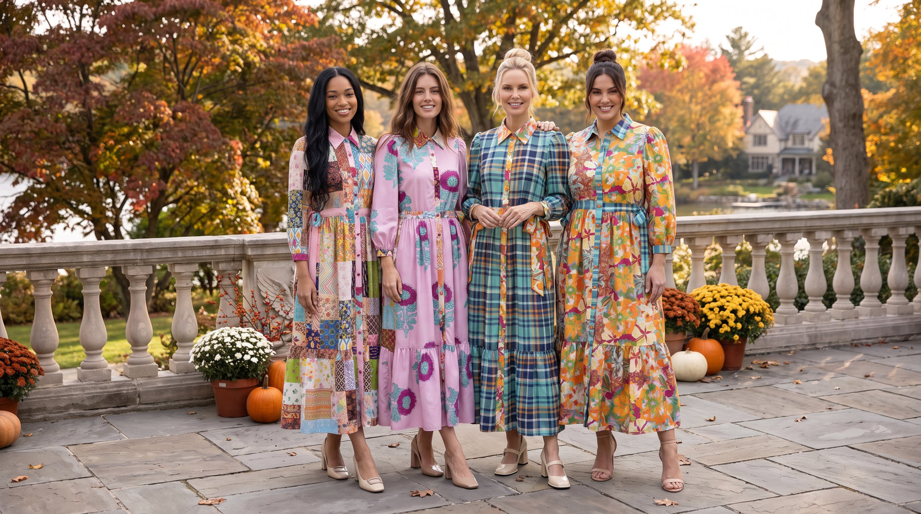 Women wearing the Nuggles modest Leila maxi dress