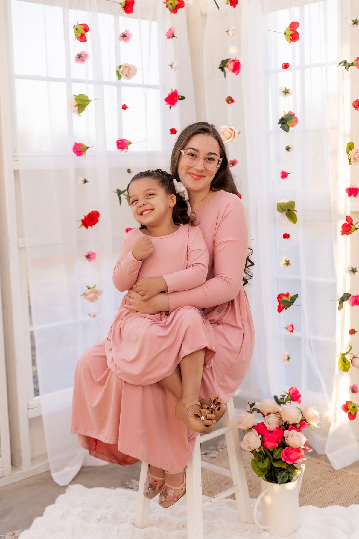 The Farah Dress in Pink matching for mommy & me.