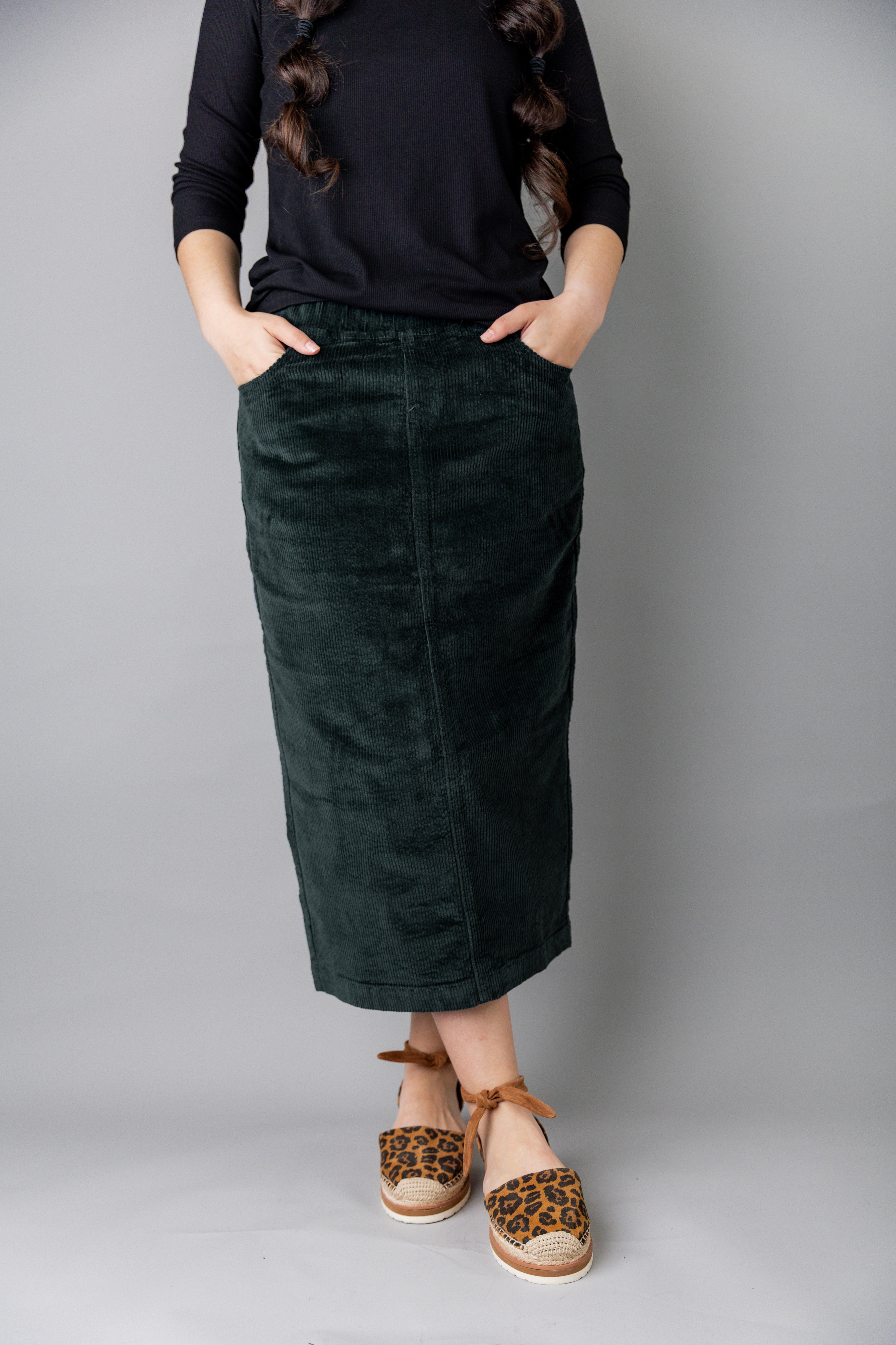 One of our Corduroy Skirt in Green