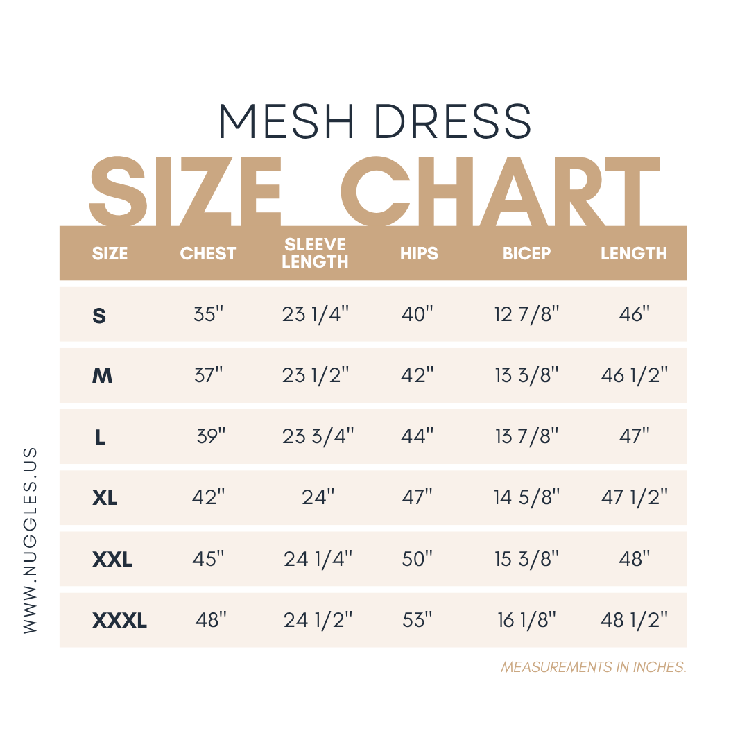 Mesh Dress size chart
