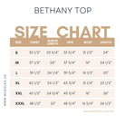 Bethany Top size chart