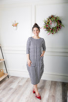Modest women's Morgan Dress with bubble skirt, hip seam, and side pockets – stylish and comfortable everyday dress by Nuggles®