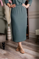 Model wearing Nuggles® 31' Eleanor Skirt in Green