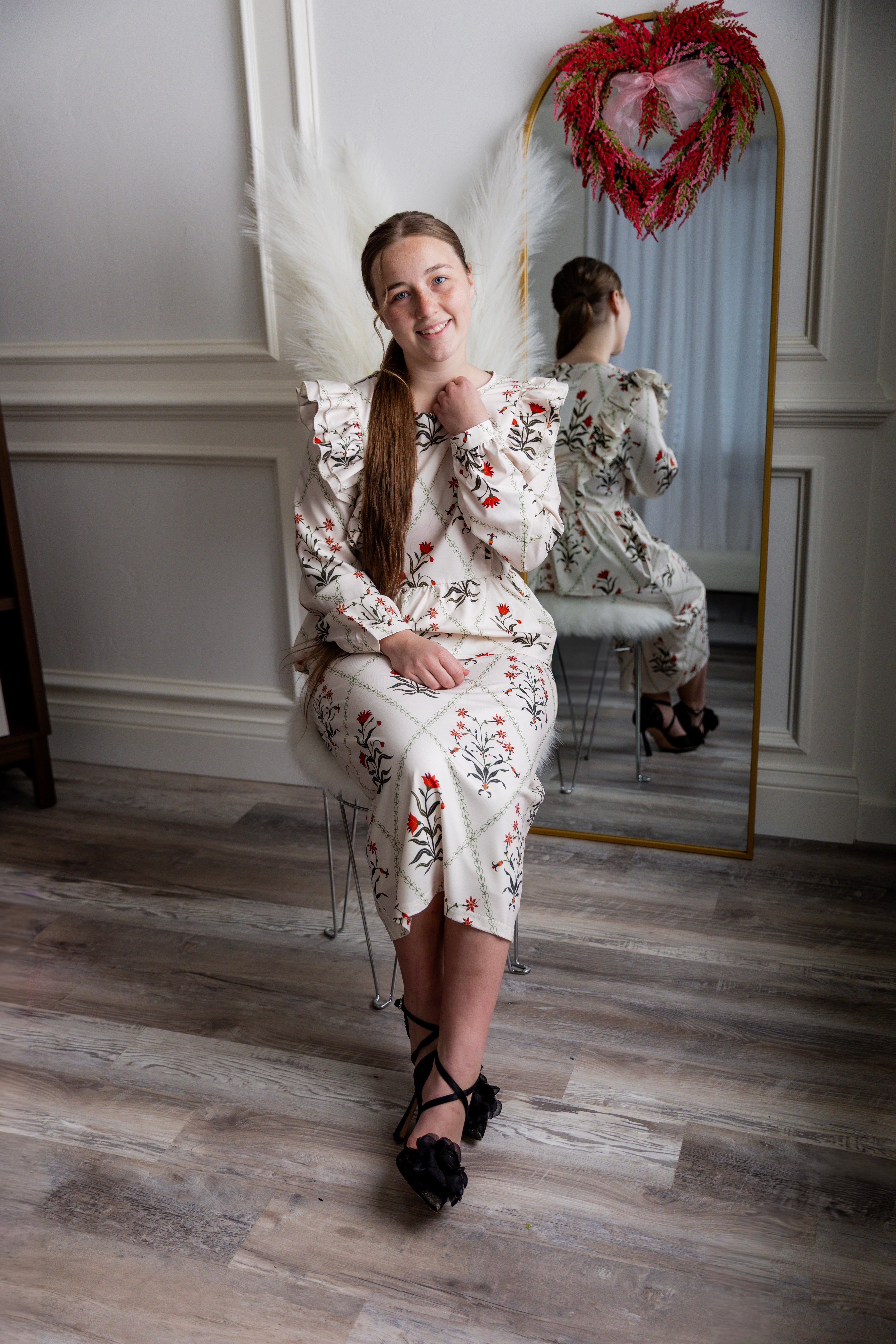 Model wearing Nuggles® Rae Top in Ivory Spring