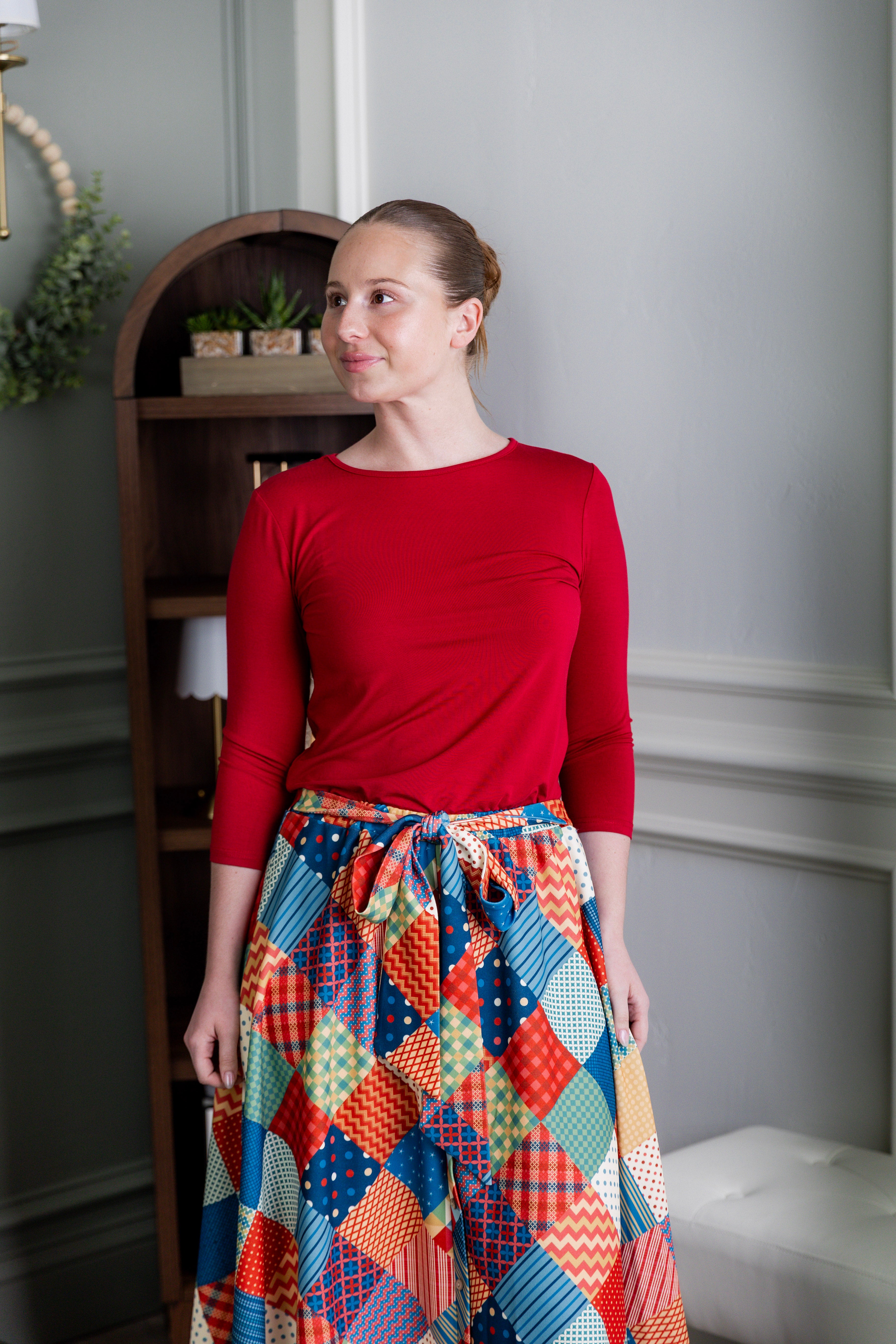 Nuggles® Bria Skirt Scrappy Sweetheart colorful patchwork midi skirt