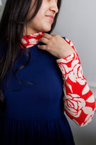 Model wearing Nuggles® Mesh Tee top in Rosie Rouge