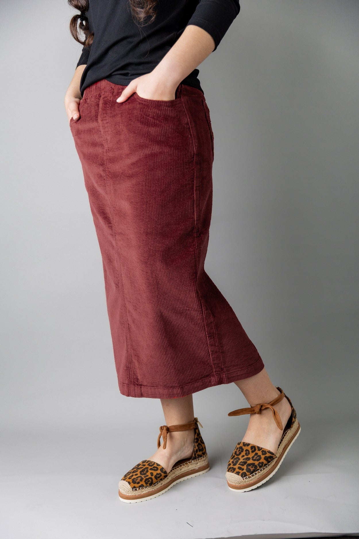 31" Corduroy Skirt in Brick Red - Final Sale nuggles-clothing