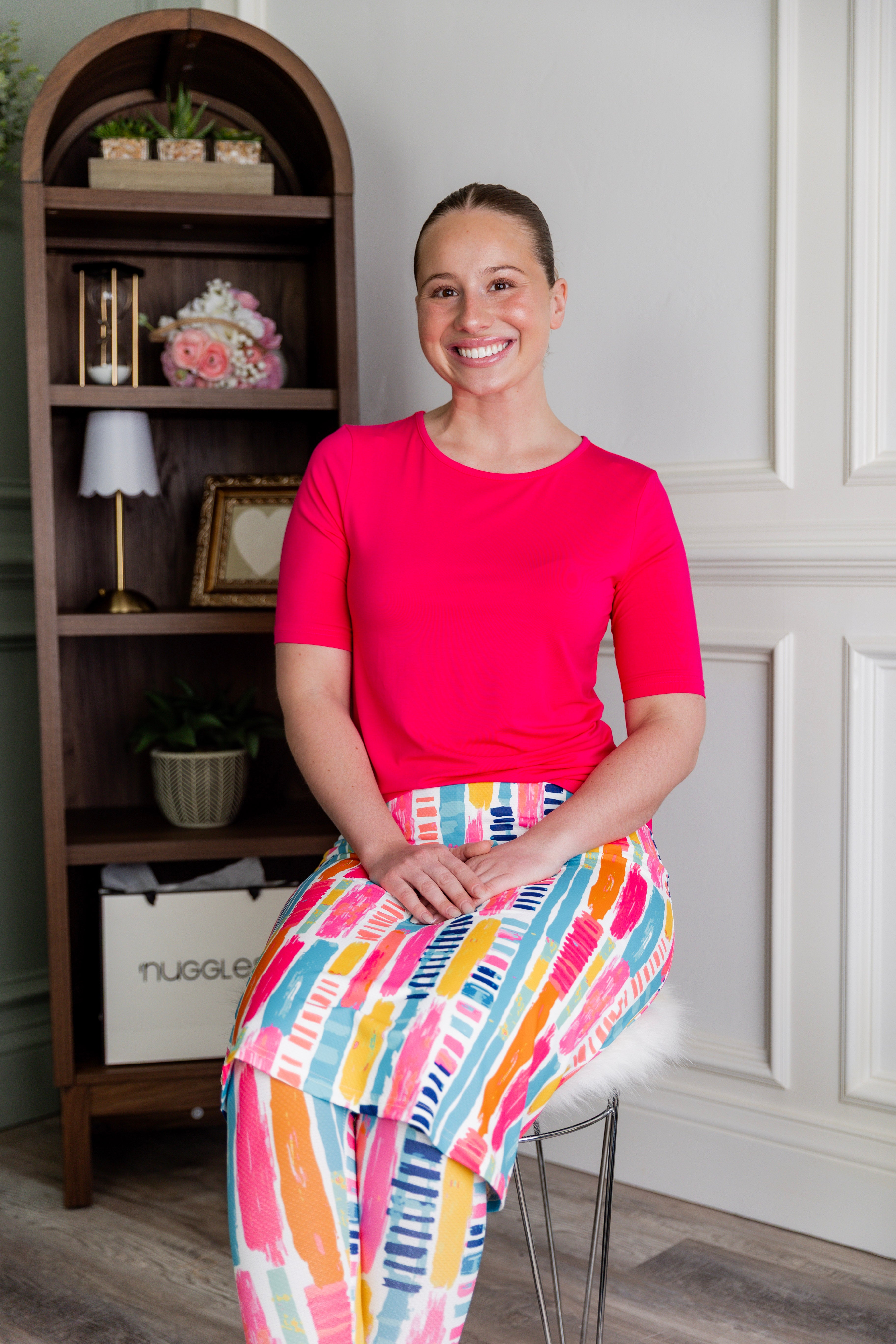 Stock photo of our Nuggles® Half Sleeve Tee in Hot Pink