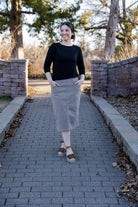 modest denim skirts in 27" length