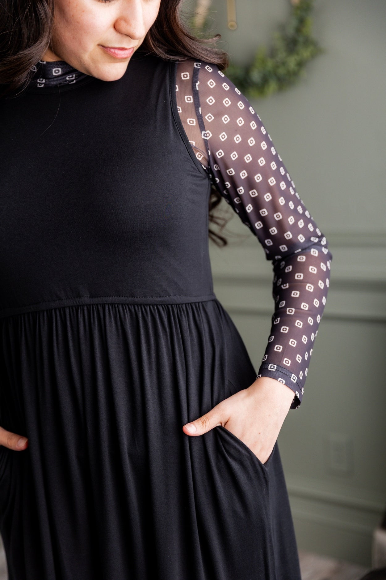 Model wearing Nuggles®  Mesh Tee in Midnight Mist 
