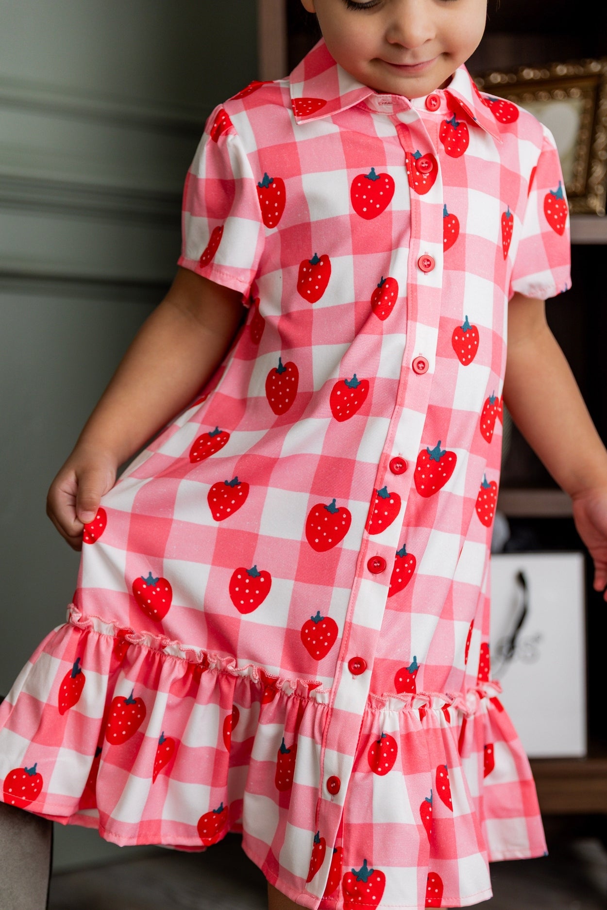 Girls Ellie Dress in Strawberry Sweetheart nuggles-clothing