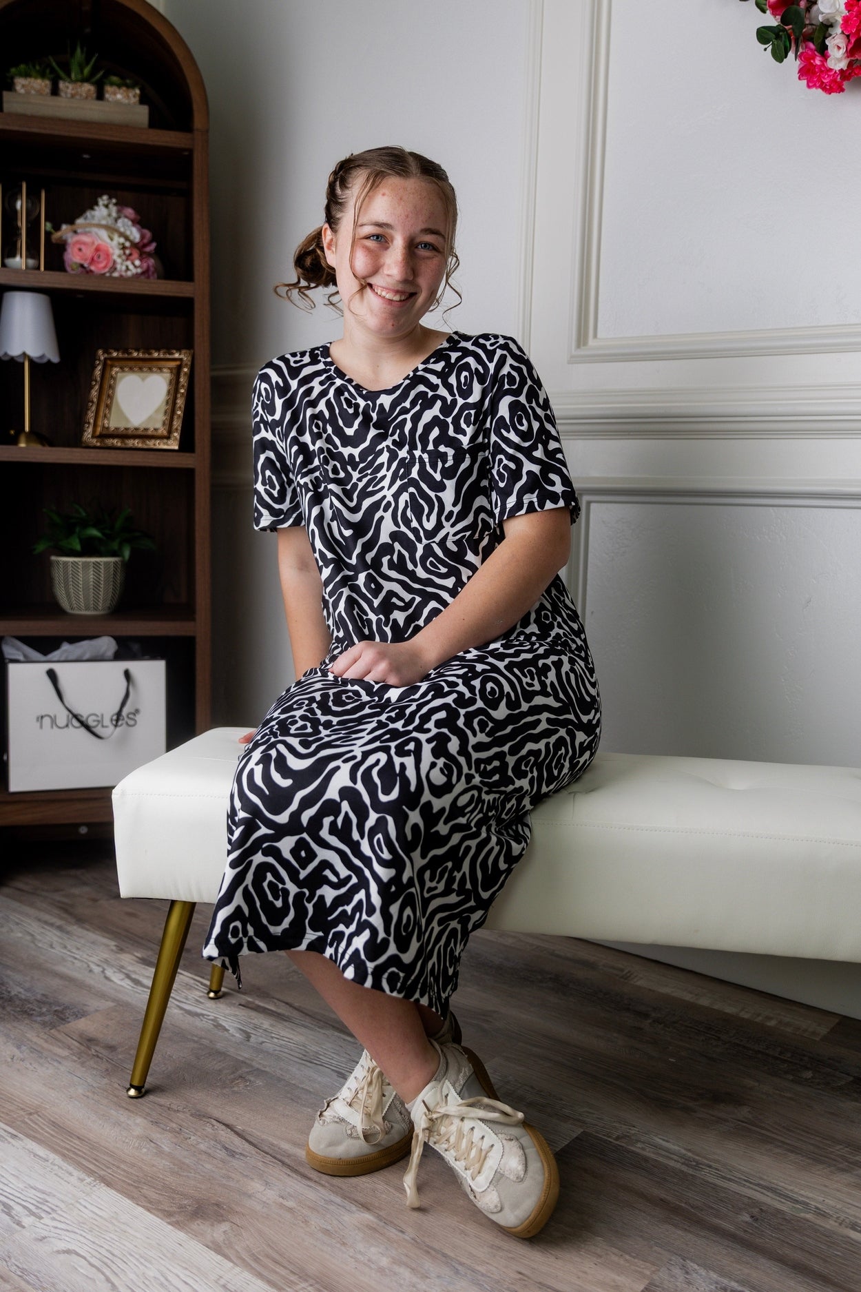 Aviva Dress in Black Ink Bloom nuggles-clothing