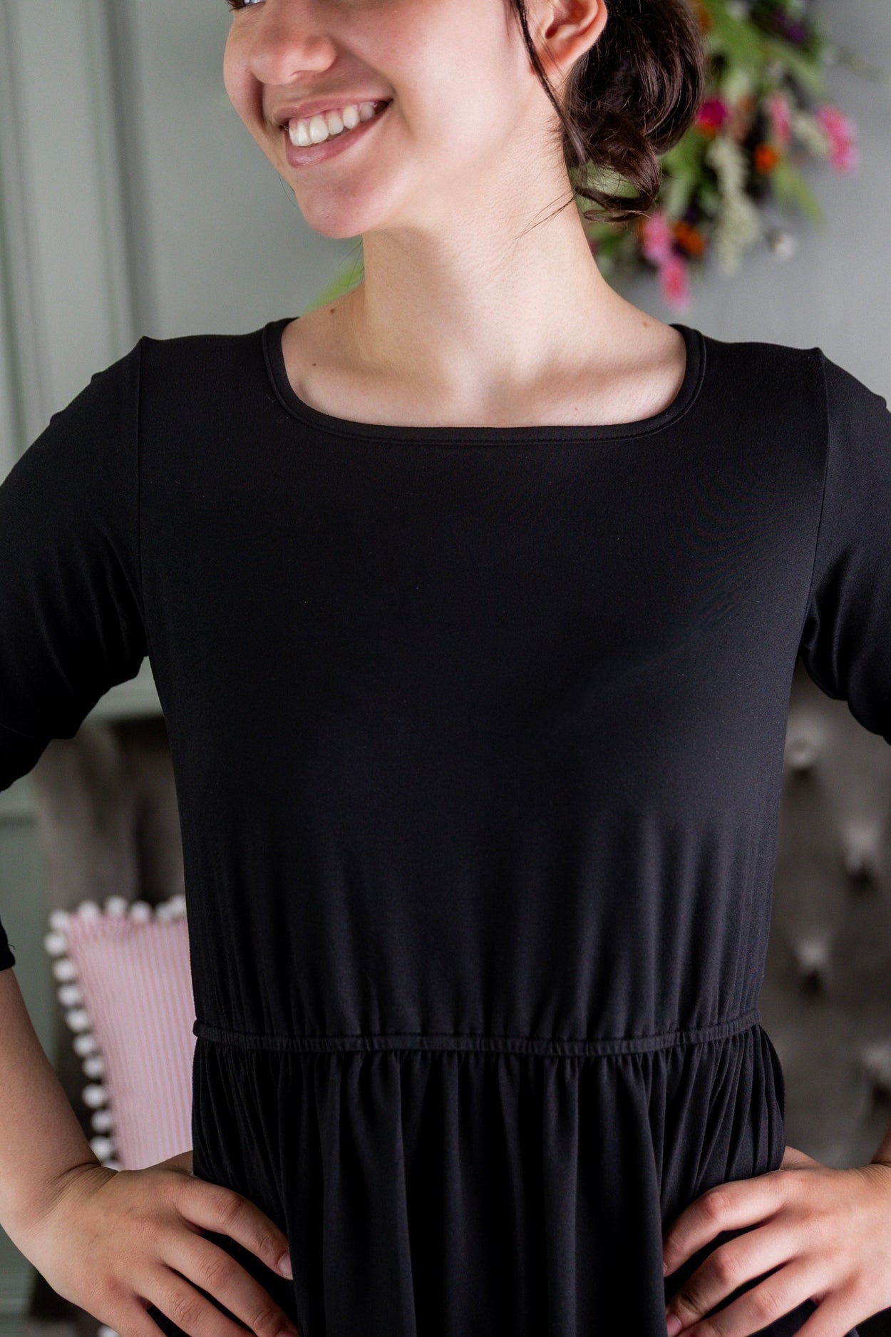 Model wearing Nuggles® Nova Dress in Black 