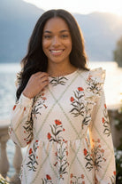 Model wearing Nuggles® Rae Top in Ivory Spring 
