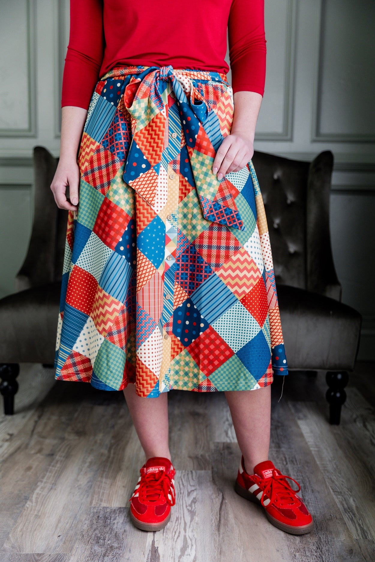 Bria Skirt in Scrappy Sweetheart nuggles-clothing