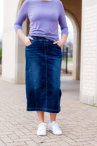 modest denim skirts in 34" length 
