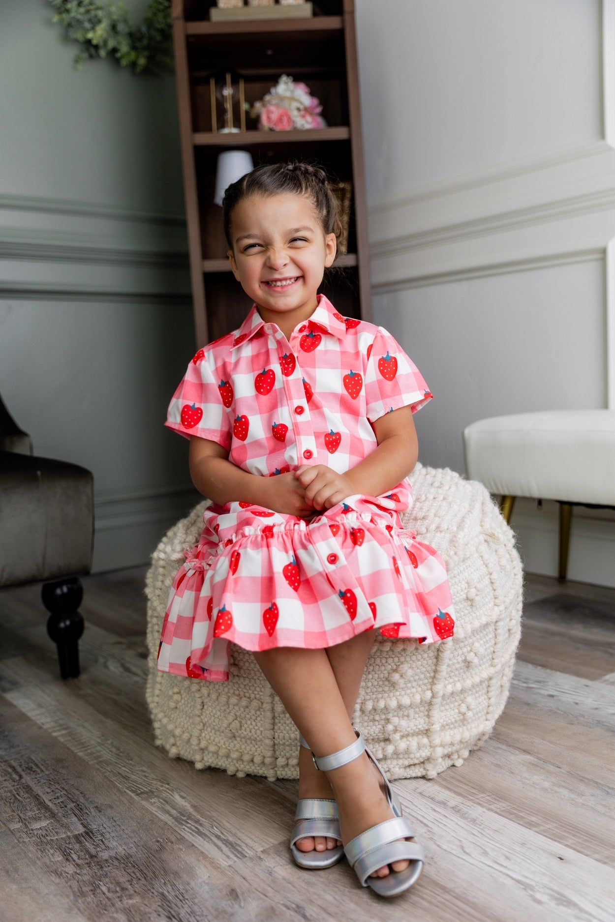 Girls Ellie Dress in Strawberry Sweetheart nuggles-clothing