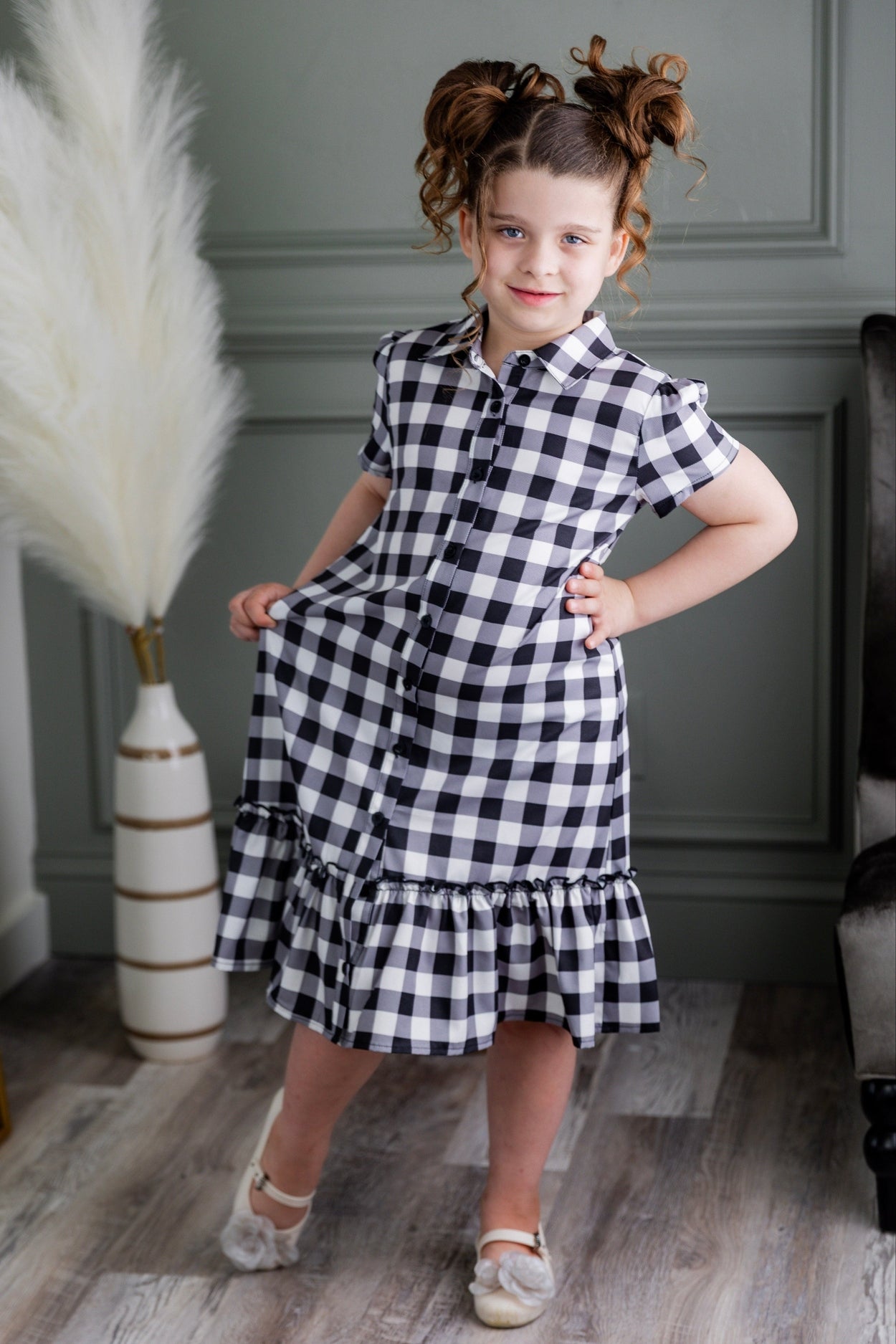 Girls Ellie Dress in Storybook Check nuggles-clothing