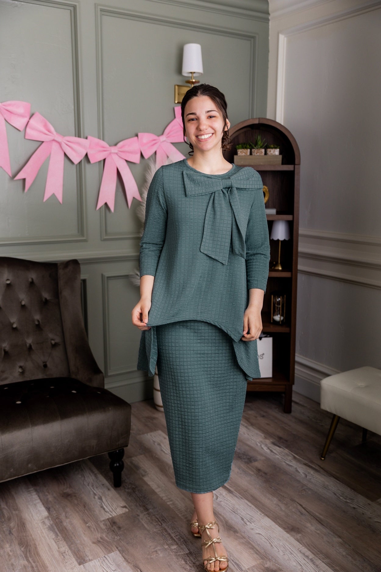 31" Eleanor Skirt in Green - Final Sale nuggles-clothing