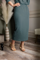 Model wearing Nuggles® 31' Eleanor Skirt in Green