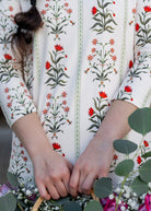 Models wearing Nuggles®  original midi layering dress in print