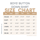 Size chart for Nuggles® Boys' Button Down Shirt with measurements in inches