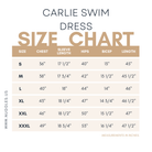 Size chart for Nuggles® Carlie Swim Dress with measurements in inches 