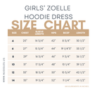 Zoelle Hoodie Dress size guide – Nuggles® modest girls dress sizing.