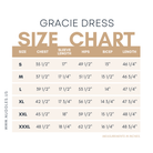 Nuggles® size chart for Gracie Dress in inches