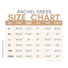 Size chart for Nuggles®Rachel Dress with measurements in inches